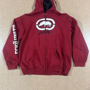Vintage Y2K Ecko Unltd Full Zip Red Rhino Logo Hoodie Men’s L